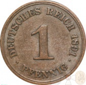 Германия 1 пфенниг 1891 года А